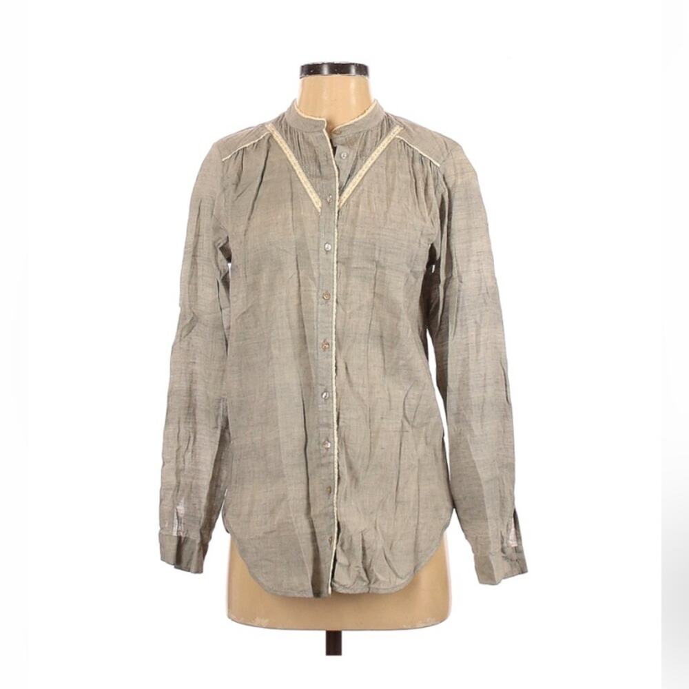 The Orient Line handcrafted Horizon shirt in Canal Stripe grey, size 1‎ or small